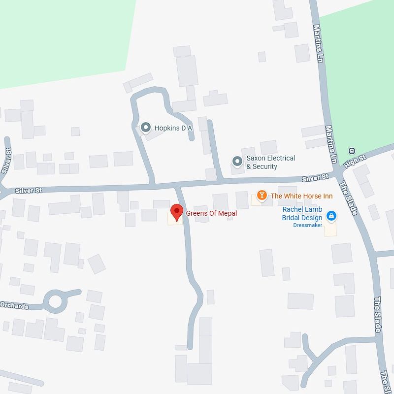 Map showing Greens Garden Buildings factory show-site in Witcham, Ely