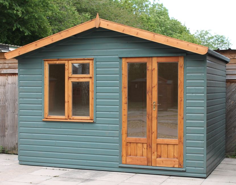 12ft x 8ft (3.6m x 2.4m) with optional double doors