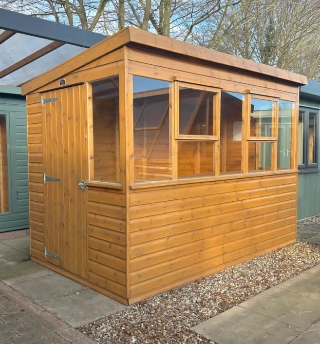 10ft x 6ft (3m x 1.8m). Light Oak color Sadolin Classic finish