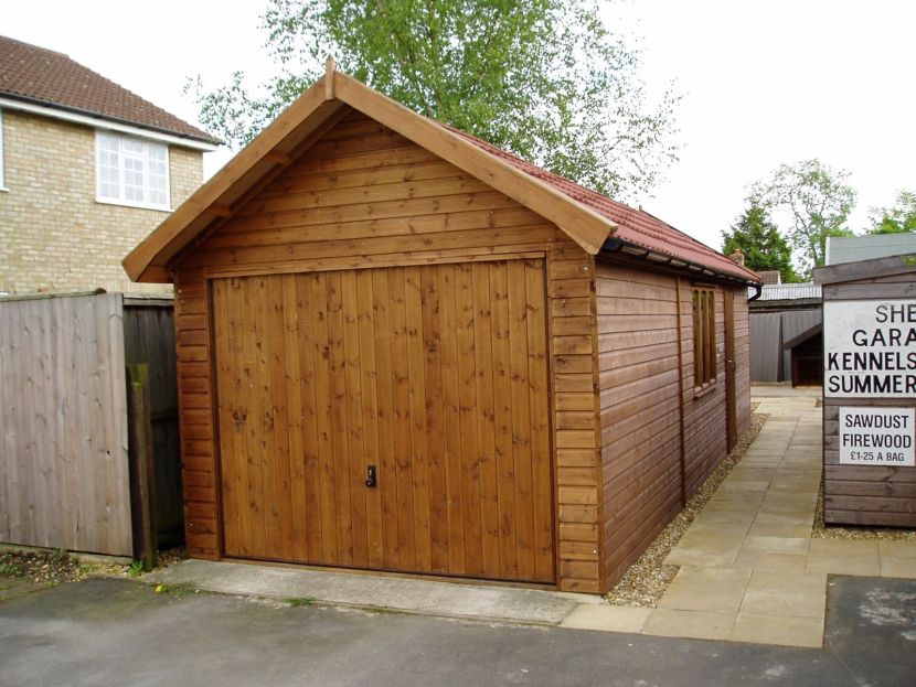 Classic single garage 28ft x 10ft (8.4m x 3.0m) with timber clad up and over door option